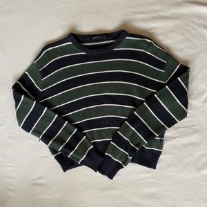 Brandy Melville Green & Navy Striped Sweater